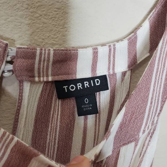 Torrid Pink & White Striped Halter High Neck Goddess Tank Top - Picture 7 of 8